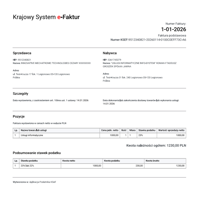 Wizualizacja faktury