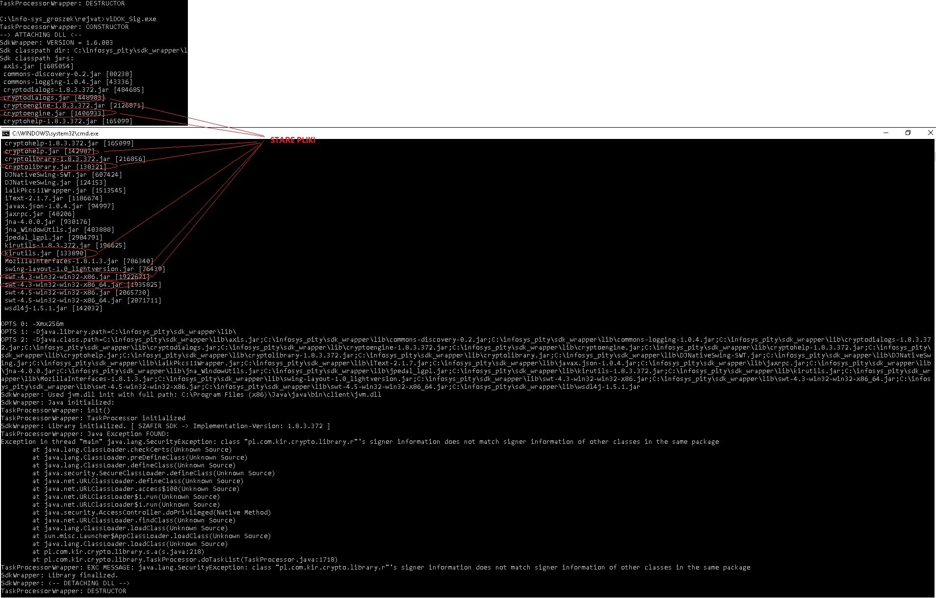 5. Błąd przy wyświetlaniu okienka do podpisu cyfrowego.
